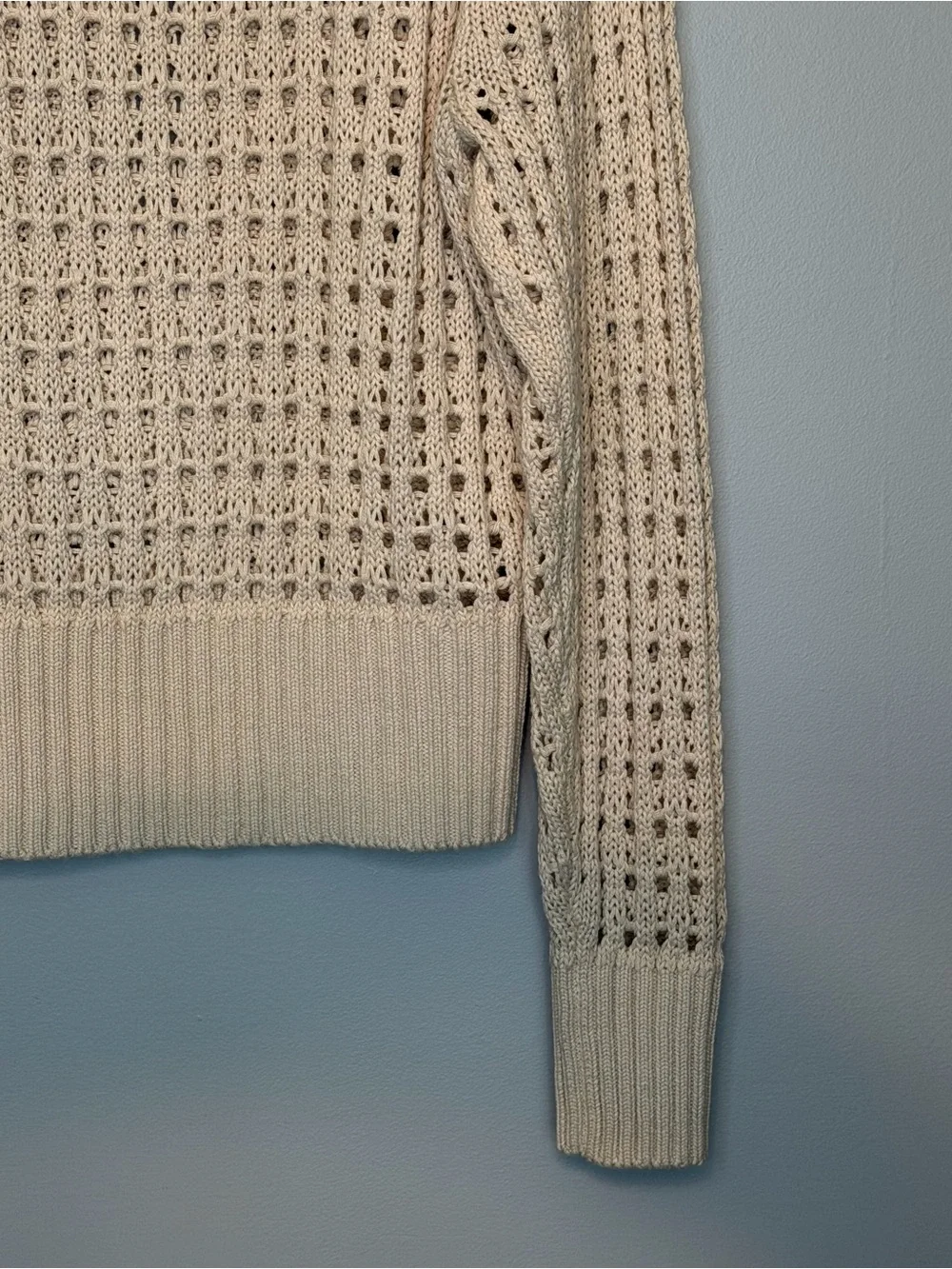 J. Crew Pointelle Stitch Crewneck Open Knit Sweater in Cream Women’s Size S